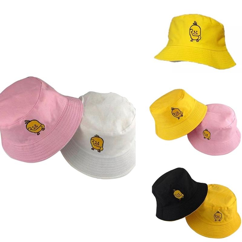 Packable Hat Nylon - ผู้หญิงผู้ชายฤดูร้อนสีเหลืองเป็ดปักหมวก REVERSIBLE DOUBLE SIDE สวมใส่ครีมกันแดดกลางแจ้ง Packable