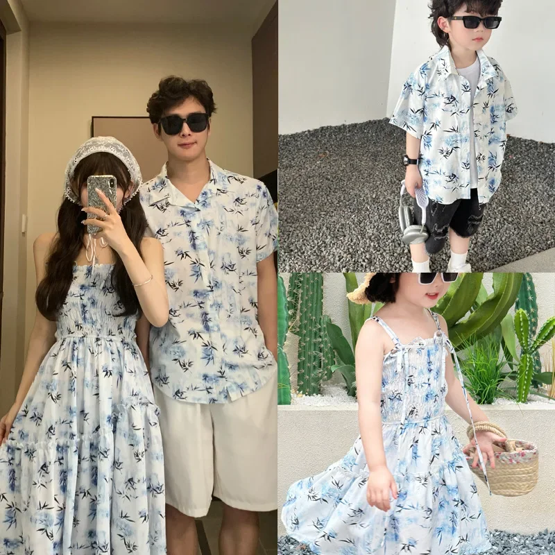 รีสอร์ทคู่ดูพ่อแม่และลูกเสื้อผ - Resort Shirt Floral บทวิจารณ์และราคา
