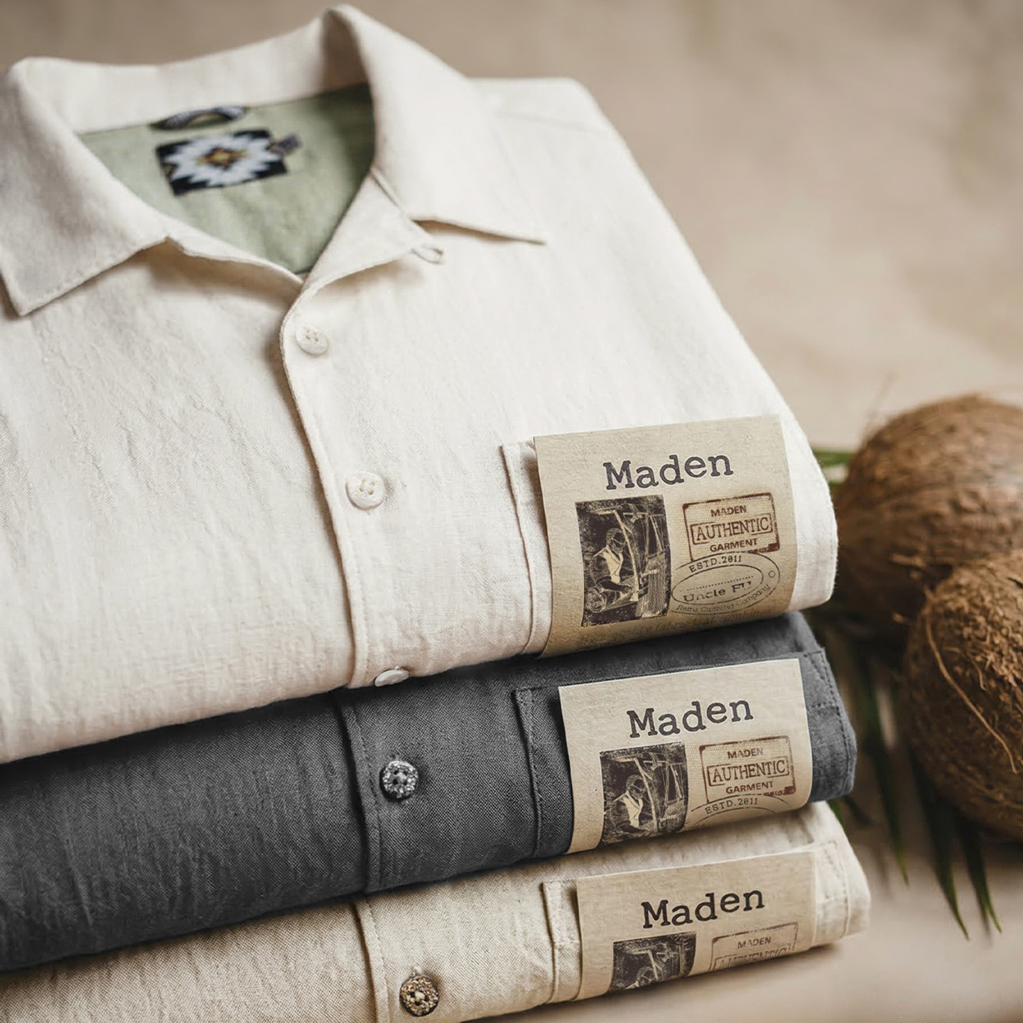 เสื้อเชิ้ตผู้ชาย Maden คอวี แข - Shirt Camp Collar บทวิจารณ์และราคา
