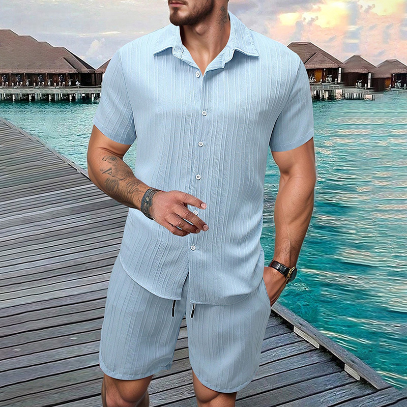 ชุดเซ็ต 2 ชิ้น เสื้อเชิ้ตแขนสั - Shirt Camp Collar บทวิจารณ์และราคา