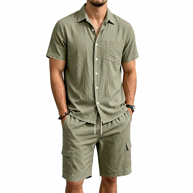 ชุดเซ็ตผ้าลินินสไตล์อเมริกันสำ - Short Linen Drawstring บทวิจารณ์และราคา